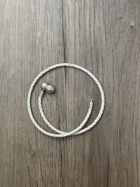 Off white leather double wrap Pandora bracelet